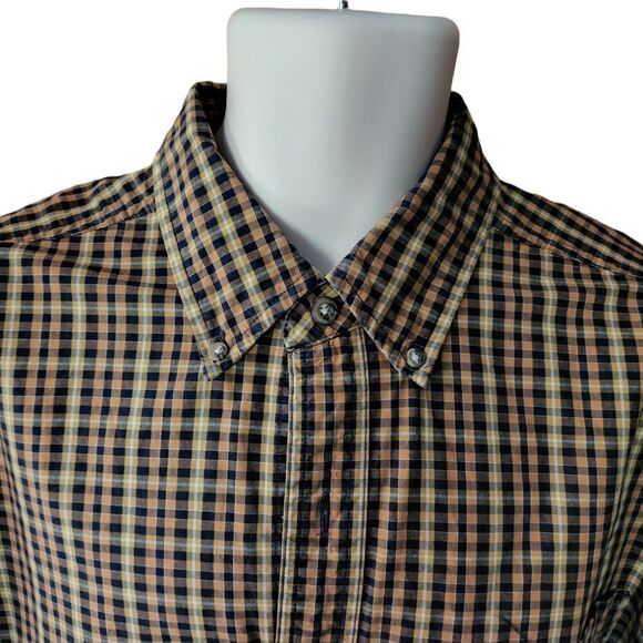 Carhartt Button Down Shirt Men's Large Yellow & Black Plaid Pocket Long Sleeves - Picture 4 of 7